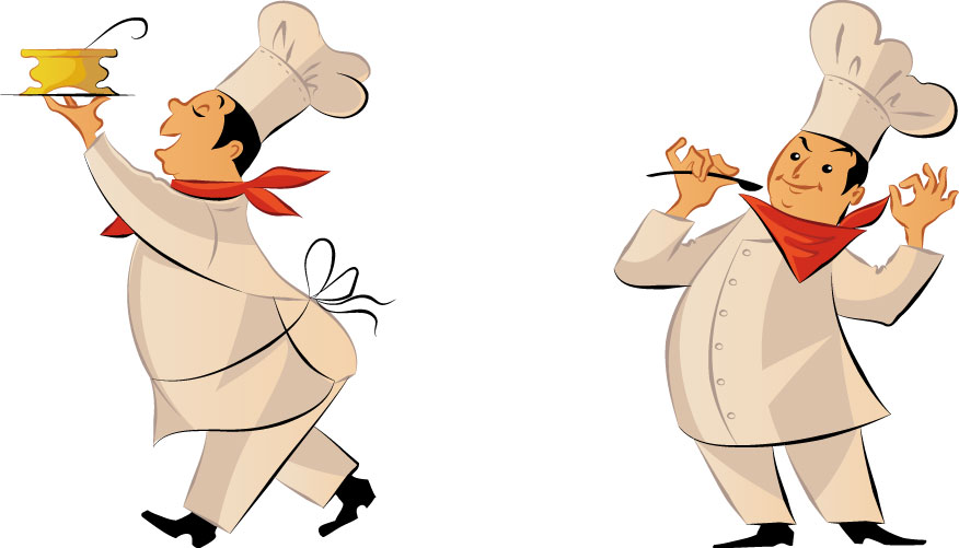 Chefs and food clip art Free Vector