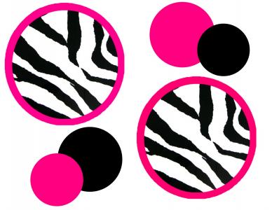 Zebra Print And Hot Pink Wall Decal Cirles Set By ...