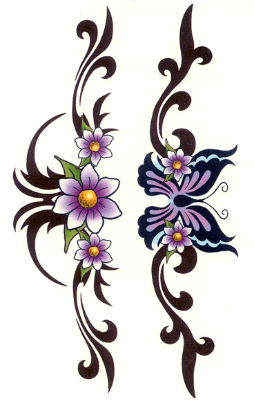 Temporary Tattoos Tribal Flower Butterfly Armband - Free Download ...
