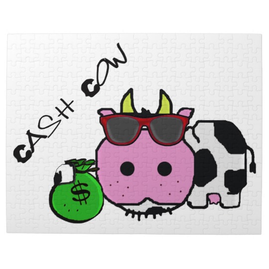 Schnozzle Cow Cash Cow Cartoon w/Money Bag Jigsaw Puzzle | Zazzle