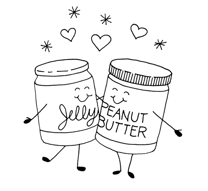 Peanut butter and jelly jars coloring pages