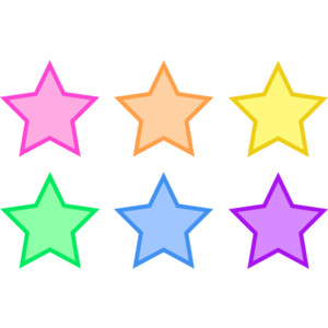 Set of Six Pastel Stars Free Clip Art