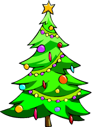 Decorated christmas tree cartoon