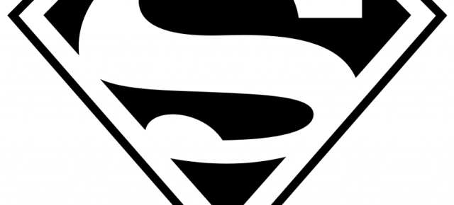 Superman logo clipart black and white