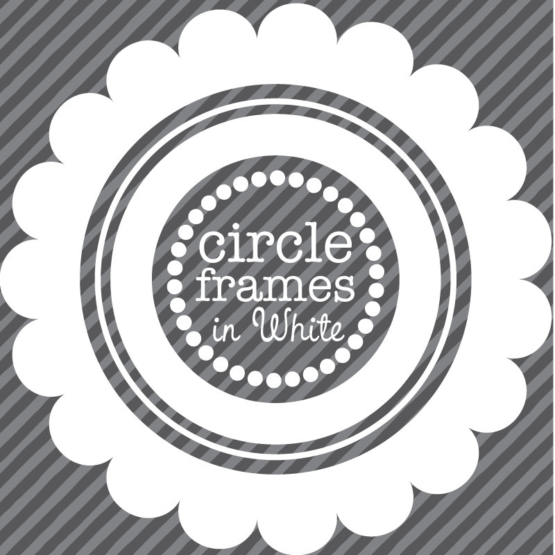 Digital Clip Art - Circle Frames in White