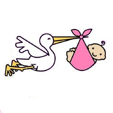 Clipart of stork with baby girl