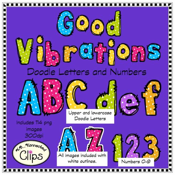 Good Vibrations Doodle Letters and Numbers - Clip Art | Good ...