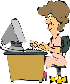 Person typing on computer clipart