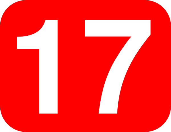 Red Rounded Rectangle With Number 17 clip art Free Vector