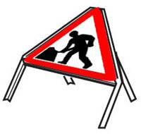 Road signs, temporary, men at at work signage, street