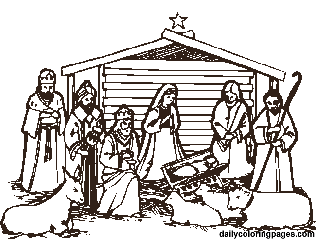 nativity scene coloring pages best photos of christmas nativity ...