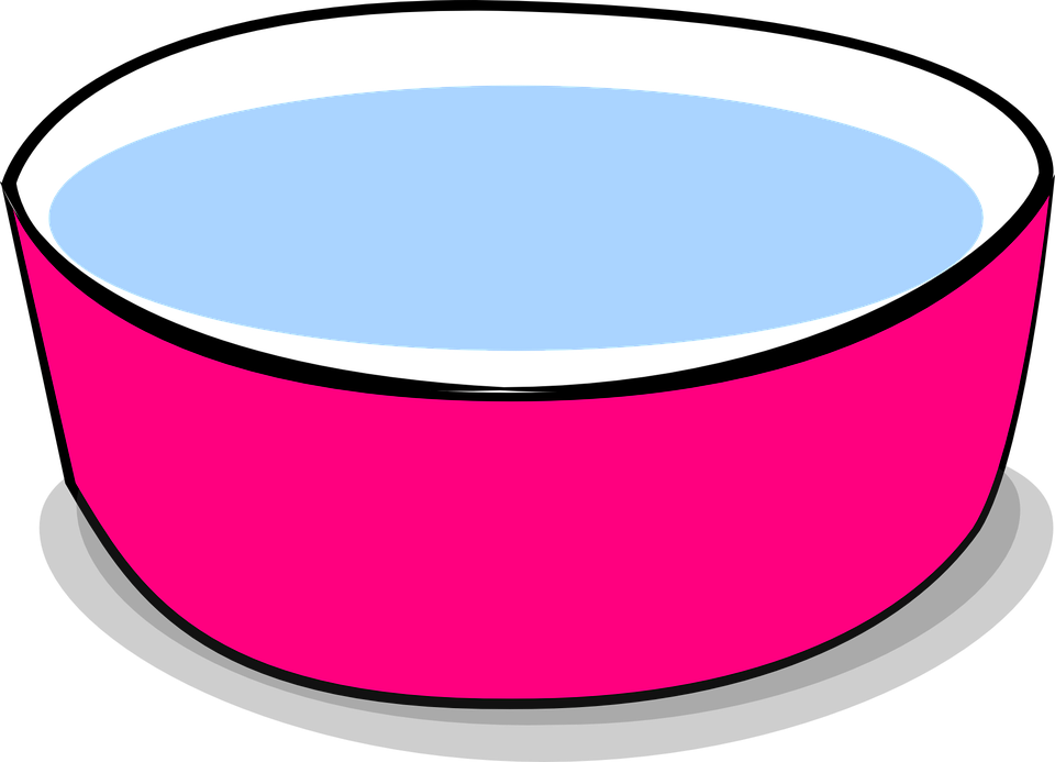 Pink dog food bowl clipart