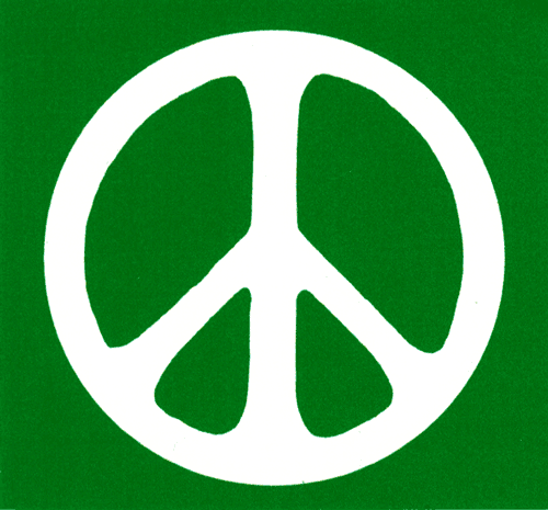 Peace Sign - White over Green - Bumper Sticker / Decal (4" X 4 ...