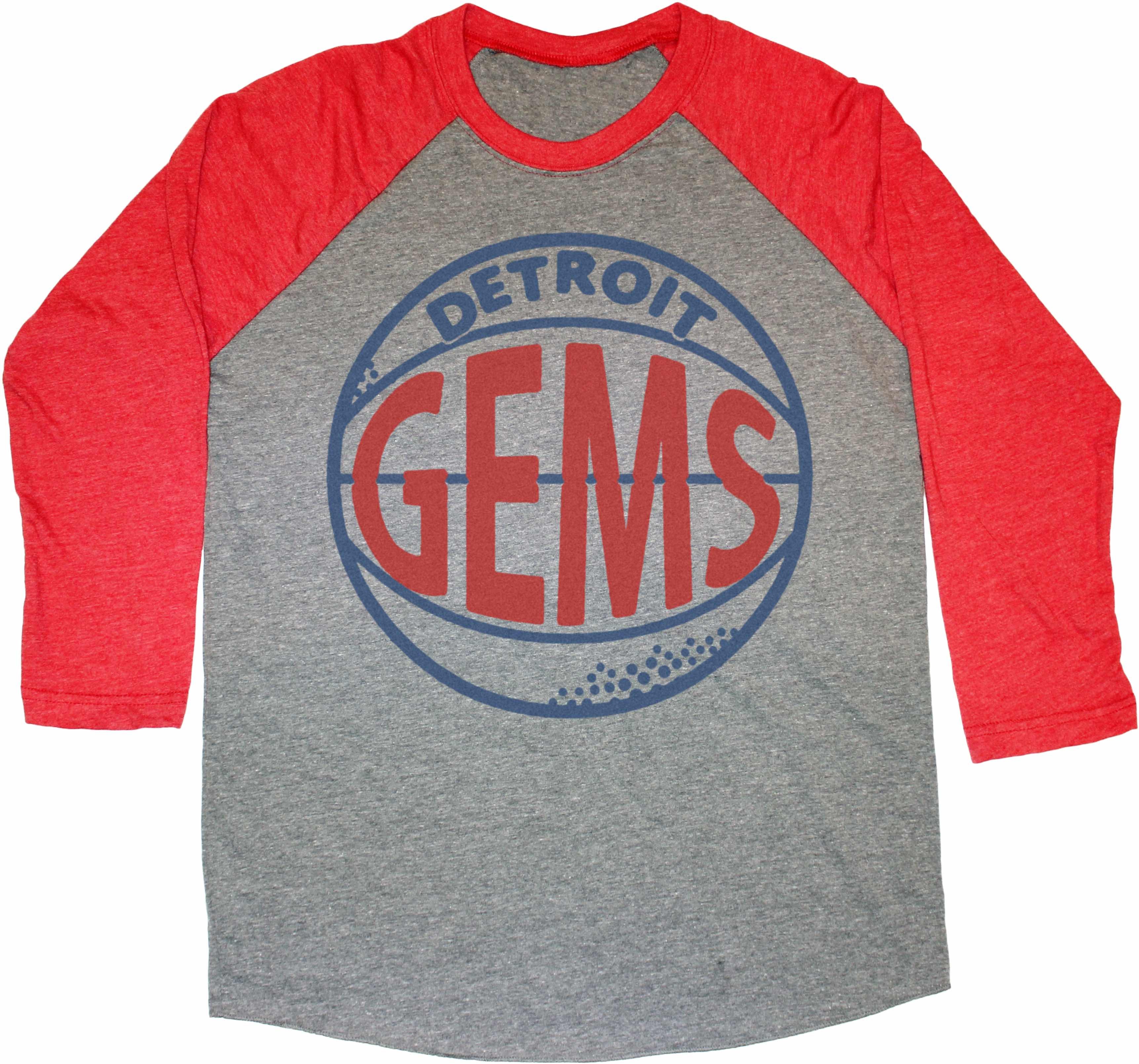 Detroit Gems Grey Raglan T-Shirt | LA Times Store