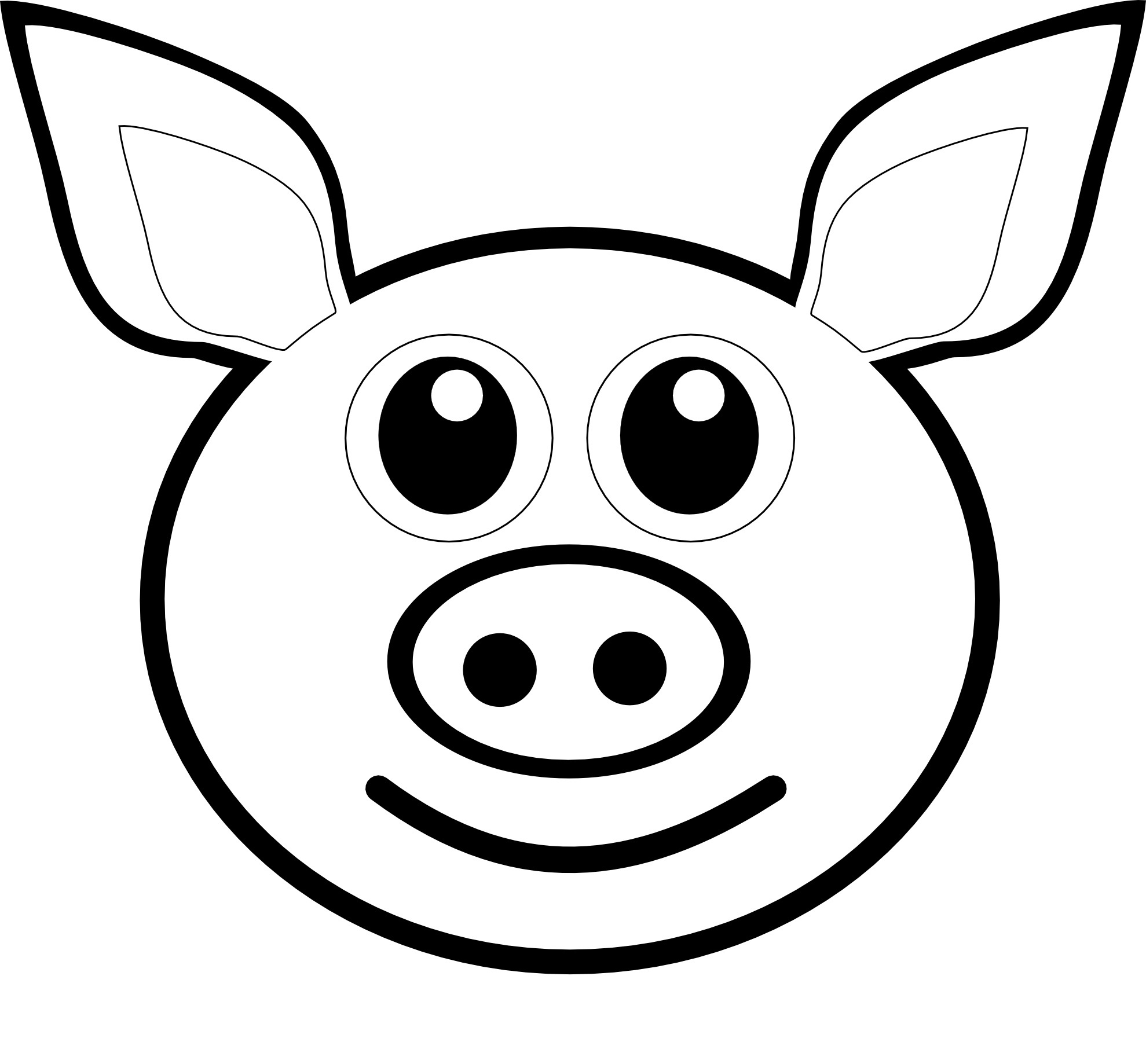 Cute Pig Black And White Clipart