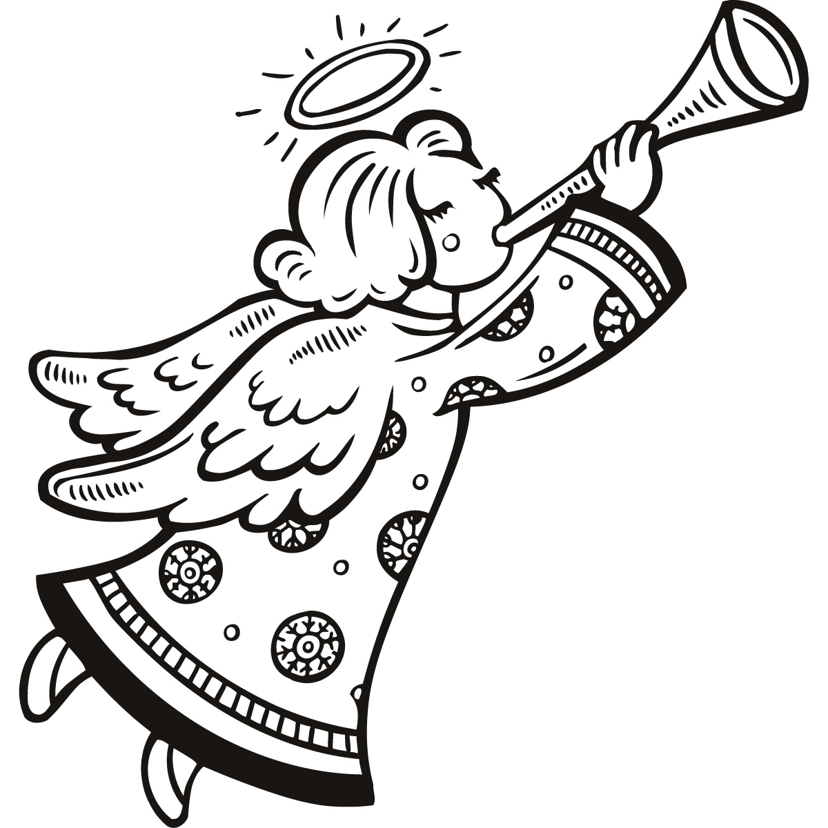 Cute christmas angel clipart black and white