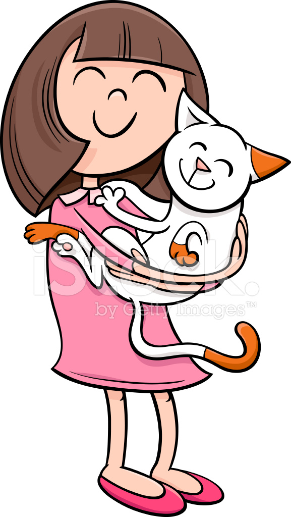 Girl With Kitten Cartoon stock photos - FreeImages.com