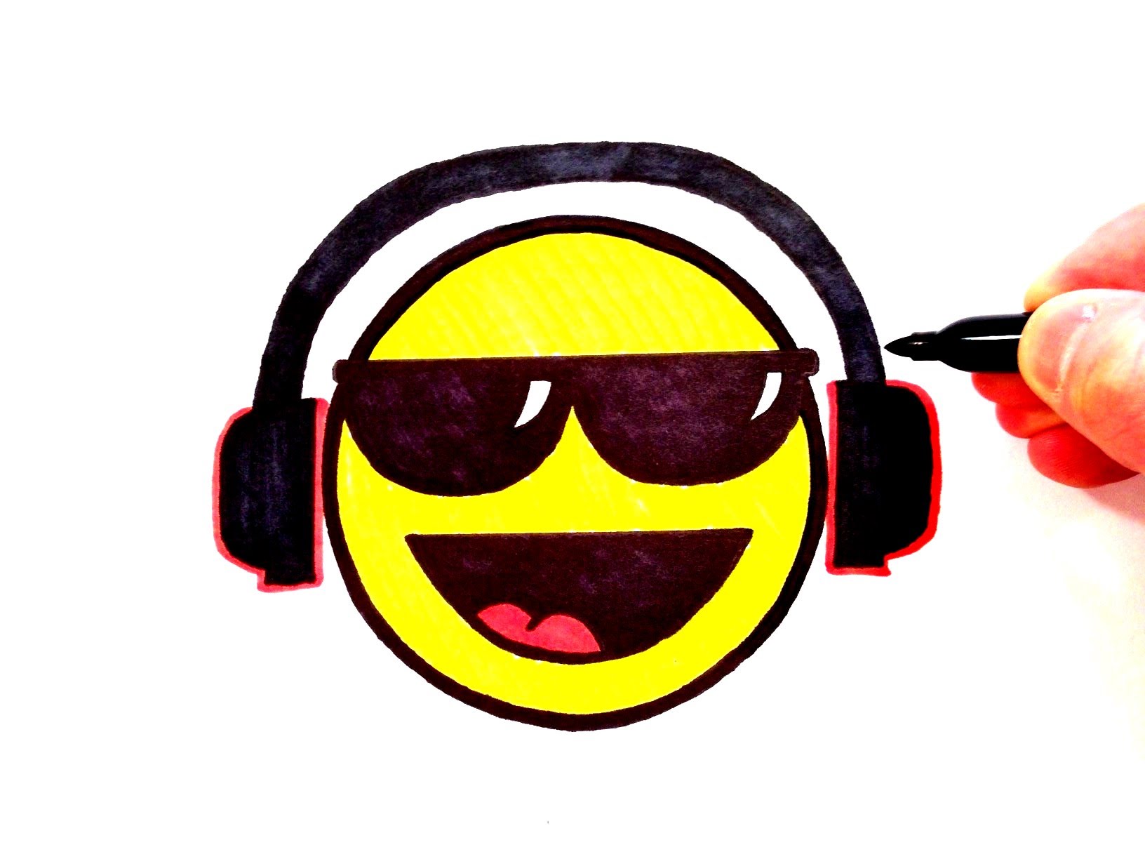 How to Draw a Cool Smiley Face with Sunglasses and Head Phones ...