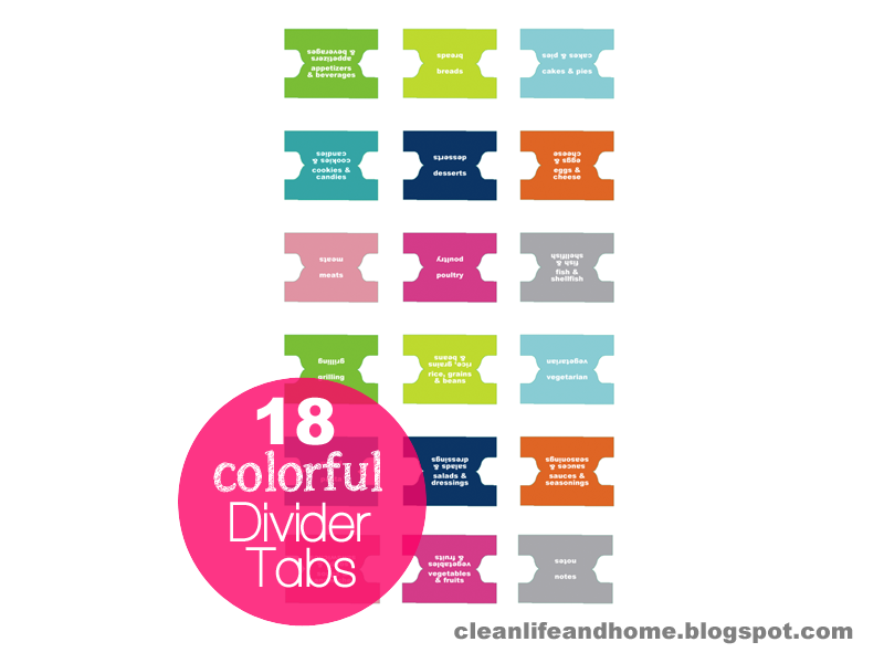 6 Best Images of Printable Recipe Tab Dividers Free Printable