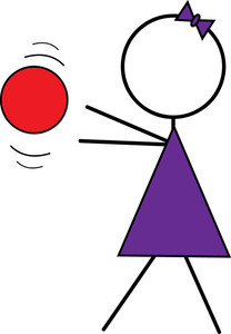 Sports Clipart Image - Stick Figure Girl Playing Dodgeball