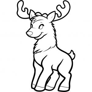 How to Draw a Christmas Deer, Reindeer, Step by Step, Christmas ...