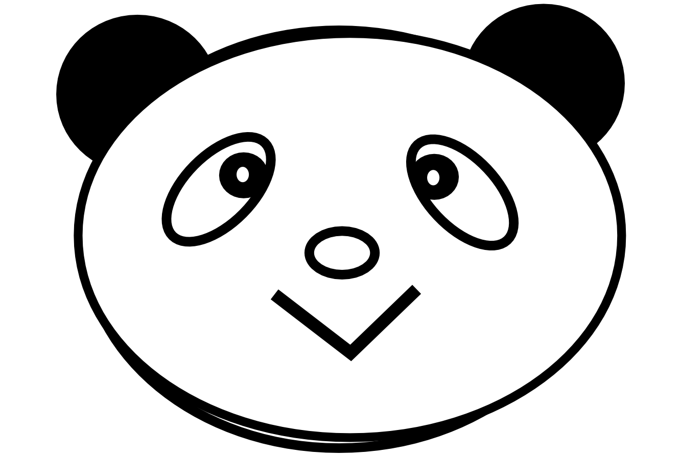 Clip Art: Panda in Love Black White Line Art ...
