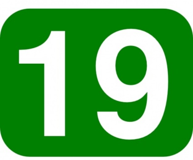 Green Rounded Rectangle With Number 19 clip art | Download free Vector