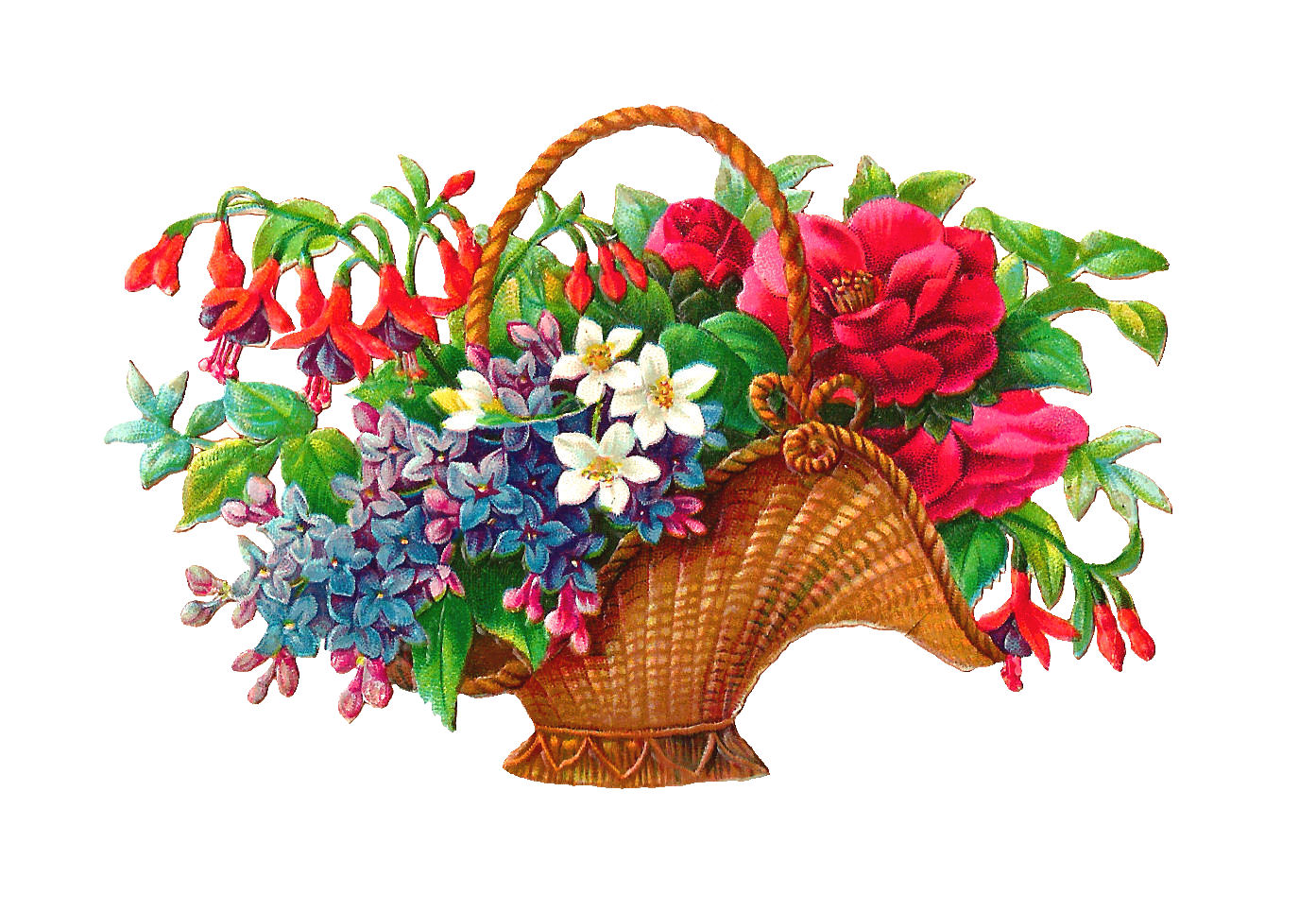 Antique Images: Free Flower Basket Clip Art: 2 Wicket Baskets Full ...