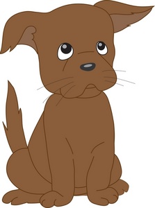Sad Puppy Clipart Image - A sad looking cartoon puppy wagging its tail
