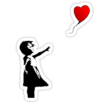 Girl With The Red Heart Balloon" Stickers by impulsiVdesigns ...