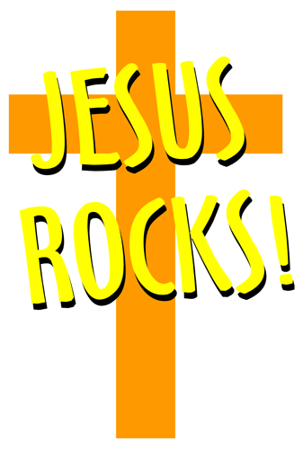 Free Christian Message Clip Art: Cross - Jesus Rocks!
