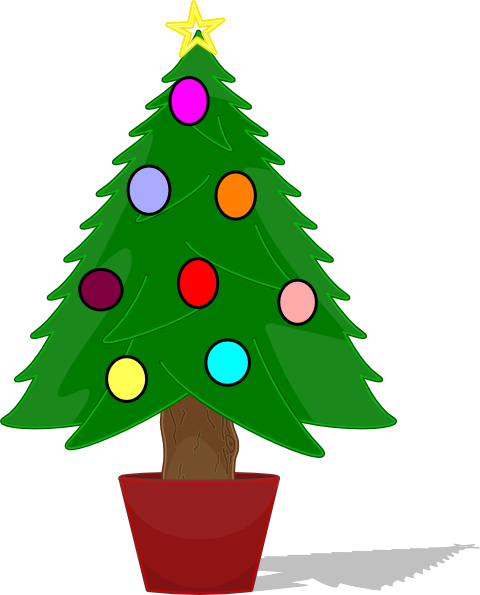 Christmas Tree With Rainbow Color Ornaments Clip Art ...