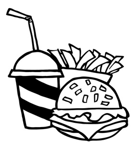Hamburger Clipart Image - Black and White Soft Drink With a ...