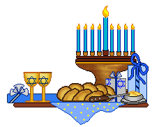 Hanukkah Clip Art - Challah Bread, Menorah, Gifts and Chalices