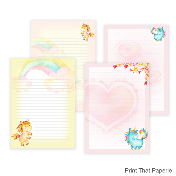 Unicorn Printable Writing Paper - Stationary Paper - Letter ...