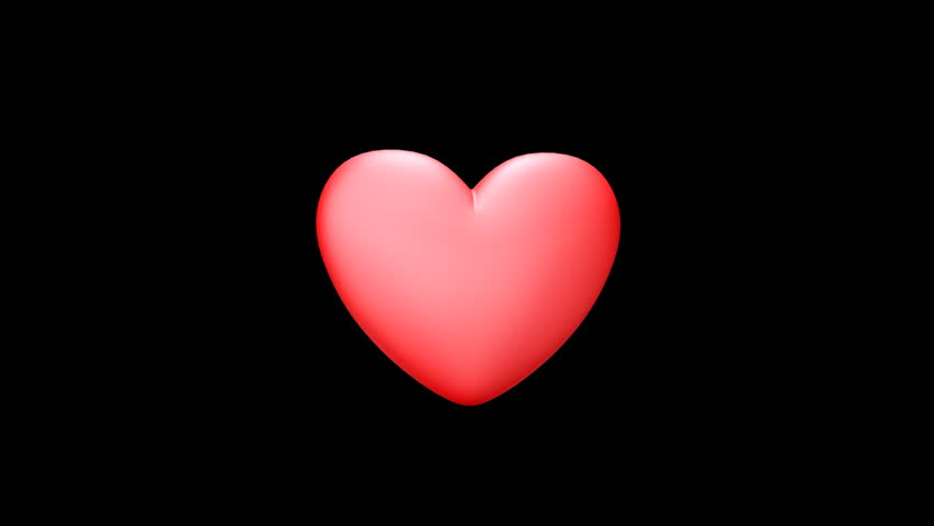 Glossy Red Heart On Black Background. Animation Card For Holiday ...