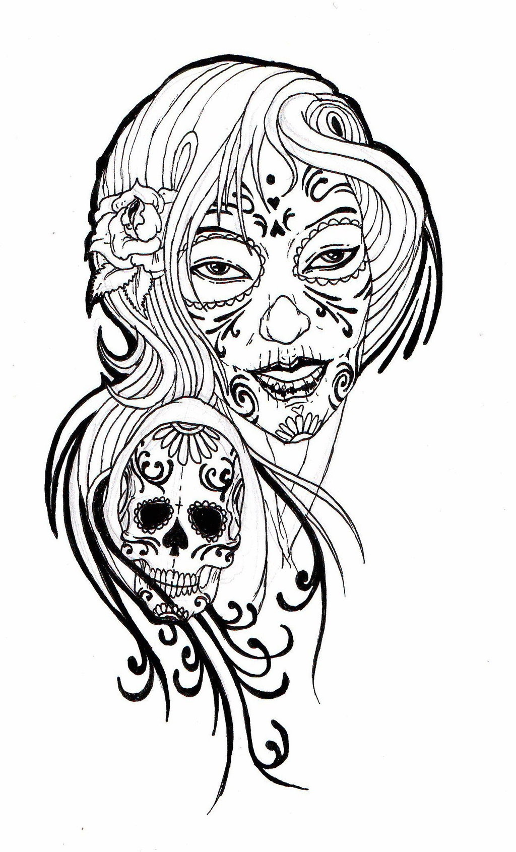 Mexican Sugar Skull Lady Tattoo Design | Fresh 2017 Tattoos Ideas