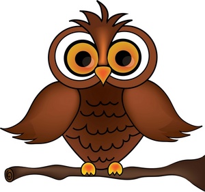 Owl Clipart Image - "Wise Old Owl" - Cartoon Owl on a Tree Branch