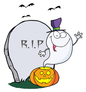 Ghost Clipart Image - Spooky Halloween Scene with a Ghost in a ...