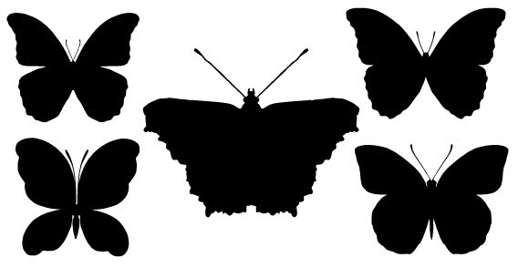 Download Black butterfly silhouettes free vectors Free