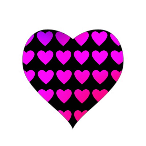 Cute hot pink and purple hearts sticker from Zazzle.