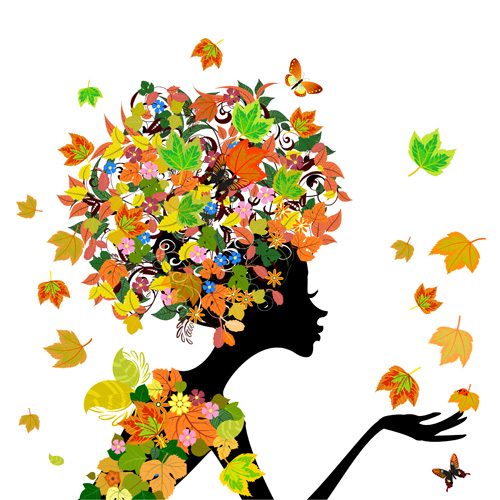 Set of Floral season girls vector graphic 01 - Vector People free ...