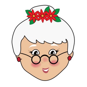 Mrs Claus Clipart Image - Mrs Claus with Poinsettias in Her Hair