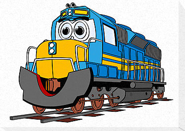 Blue Train Engine Cartoon" Canvas Prints by Graphxpro | Redbubble