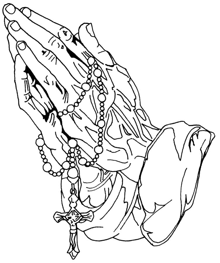 ... Praying Hands Outline With Rosary · Tiger Outline Drawing - AZ Coloring Pages ...