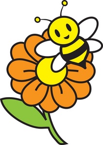 Free Bee Pictures - Cartoon Bee Pollinating a Flower in Spring