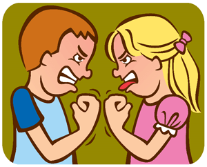 2 kids fighting clipart