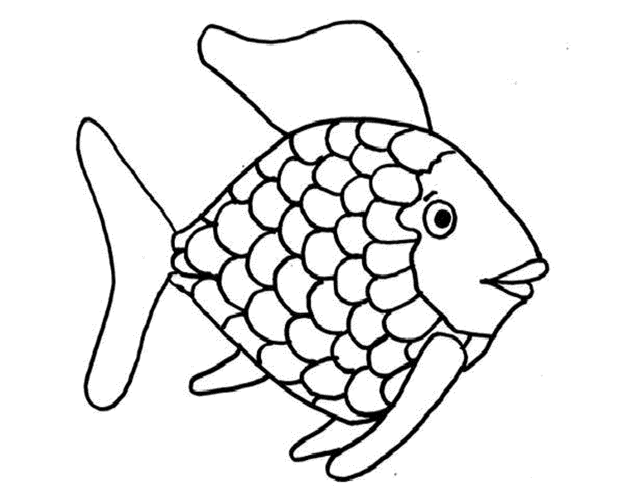 Rainbow Fish Coloring Page Template - Kids Coloring Pages