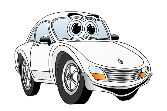 White Sports Car Cartoon" by Graphxpro | Redbubble