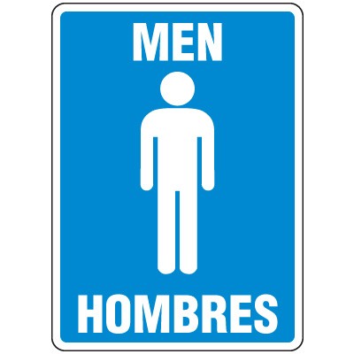 Bilingual Men's Restroom Sign | Aluminum Signs | Emedco.
